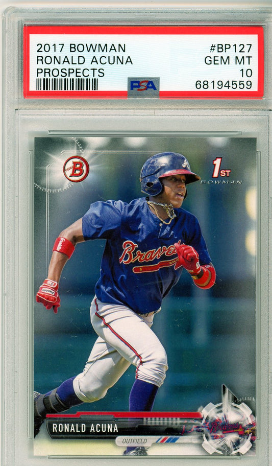 2017 Bowman Ronald Acuna Prospects Graded Baseball Card PSA 10