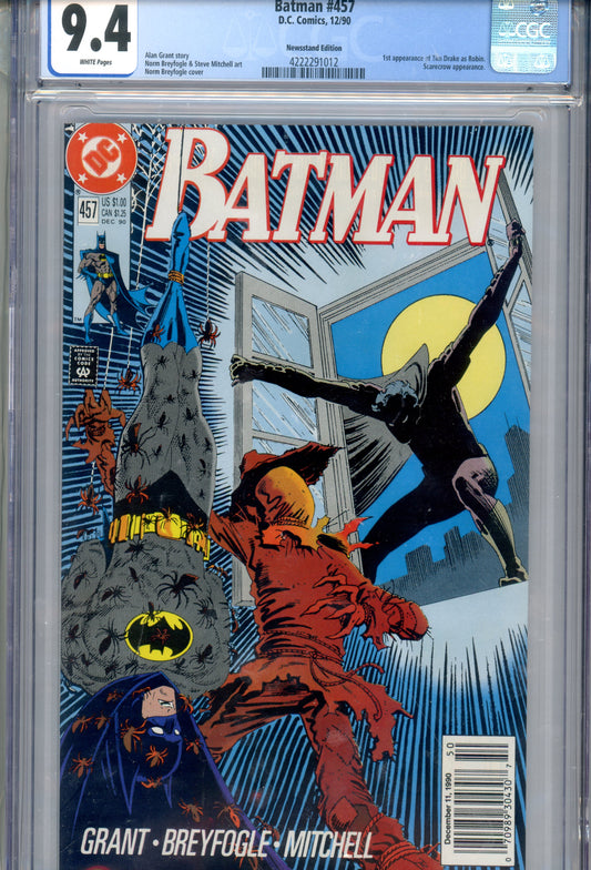 1990 Batman #457 Graded Comic Book 1st Appearance of Tim Drake as Robin CGC 9.4 Newsstand