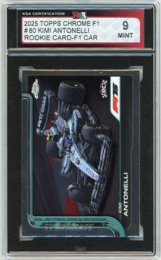 2025 Topps Chrome Formula 1 Kimi Antonelli #80 F1 Car Graded Rookie Card KSA 9