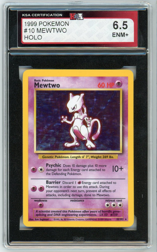 1999 Pokemon Mewtwo Holographic Graded Card #10 KSA 6.5