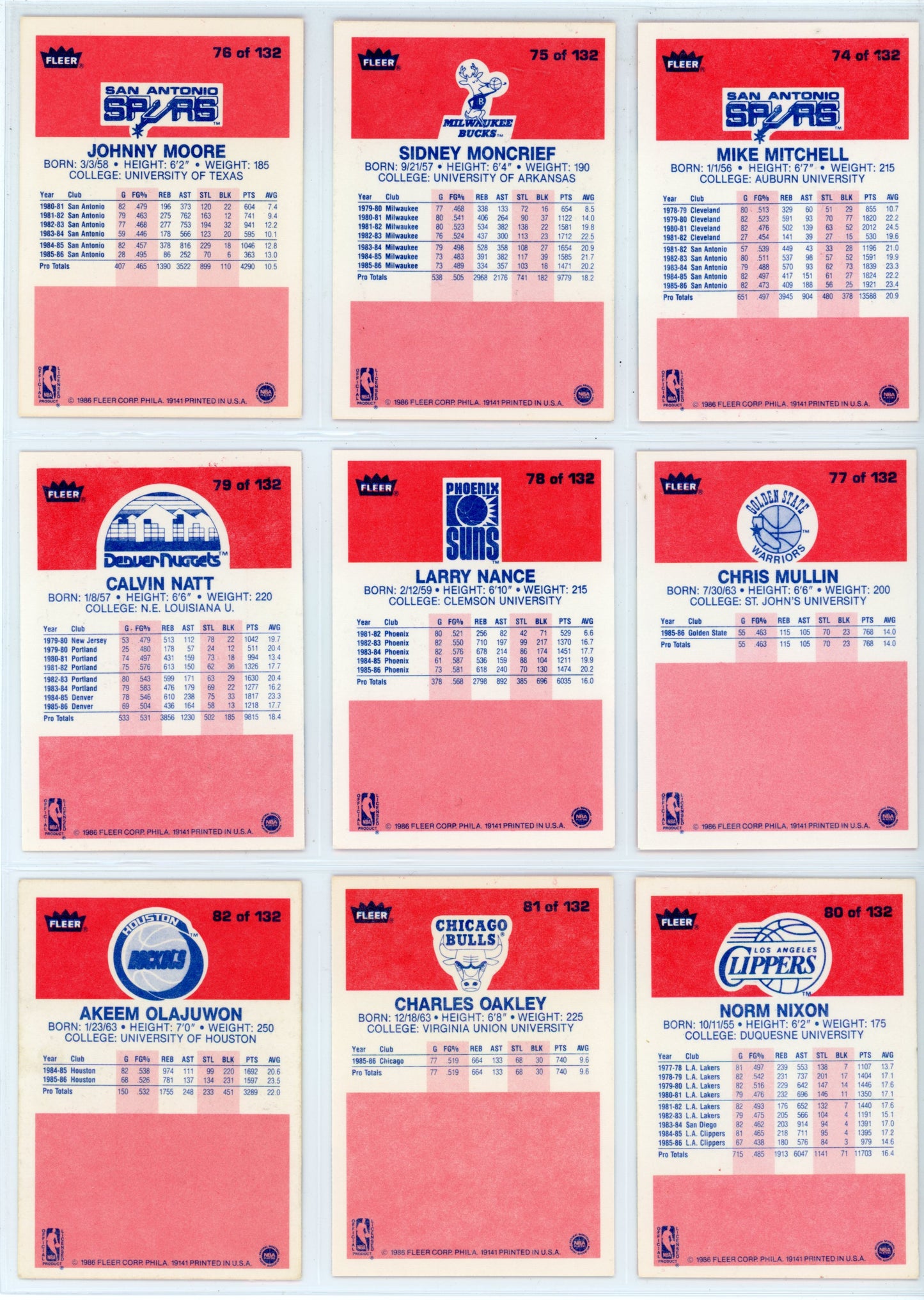 1986/97 Fleer NBA Basketball Complete Set (132 Cards) Michael Jordan Rookie BGS 7 + Stickers