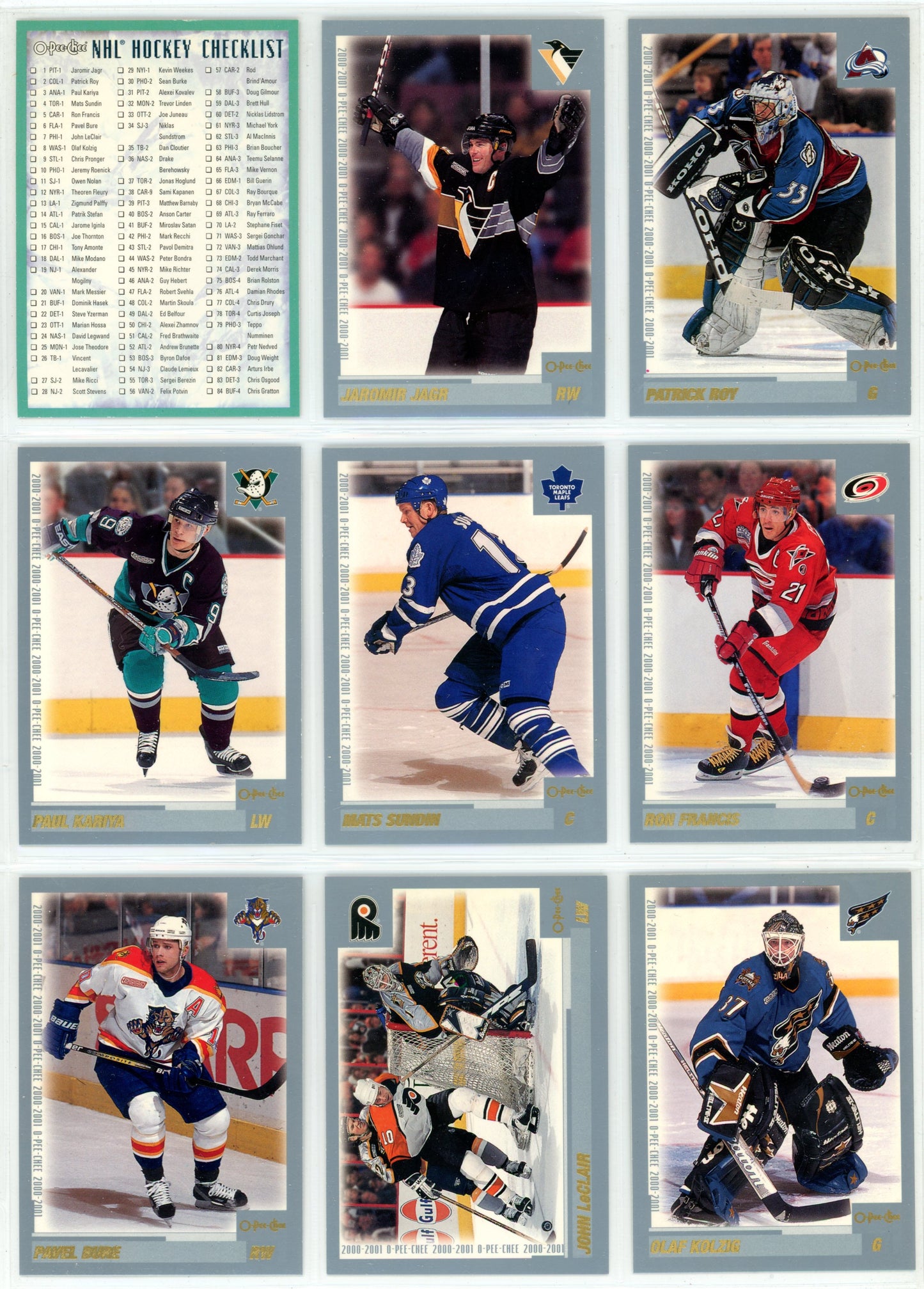2000/01 OPC O-Pee-Chee NHL Hockey Complete Set (330 Cards) + Oversize Inserts (10 Cards)