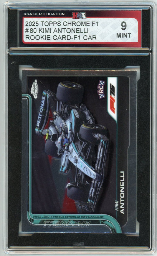 2025 Topps Chrome Formula 1 Kimi Antonelli F1 Car #80 Graded Rookie Card KSA 9