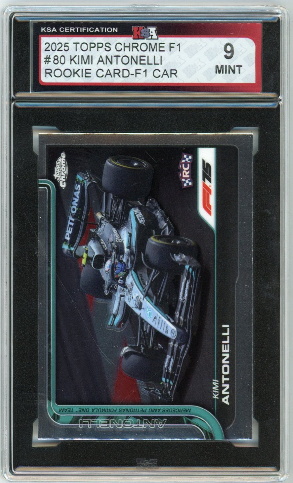 2025 Topps Chrome Formula 1 #80 Kimi Antonelli F1 Car Graded Rookie Card KSA 9