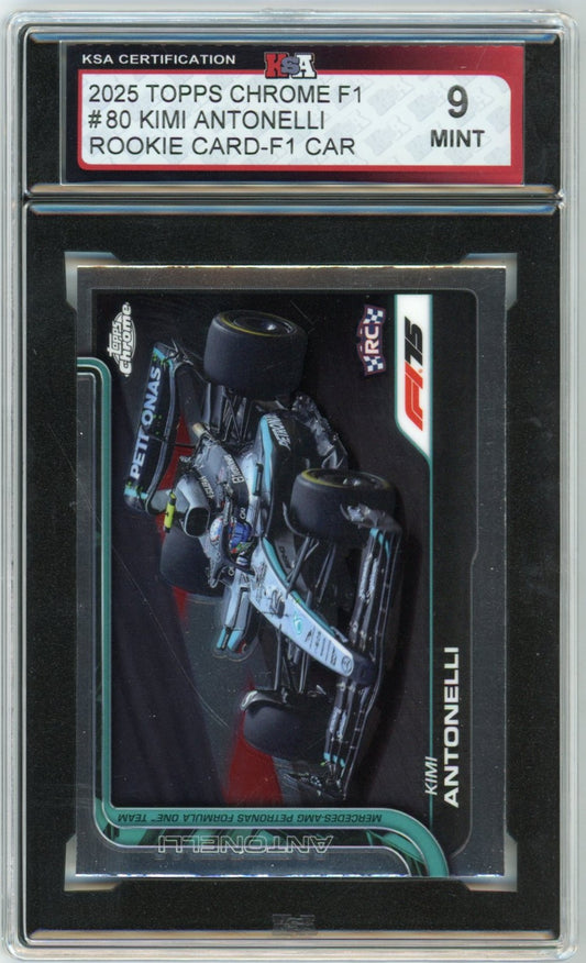 2025 Topps Chrome Formula 1 #80 Kimi Antonelli F1 Car Graded Rookie Card KSA 9