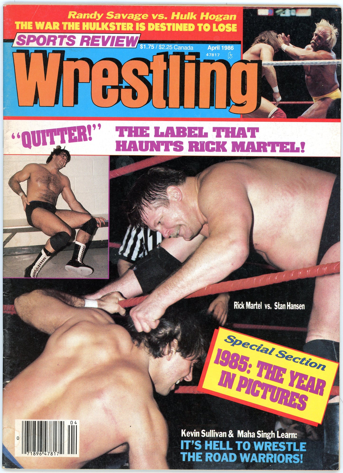 Sports Review Wrestling Vintage Magazine (April, 1986) Rick Martel vs. Stan Hansen