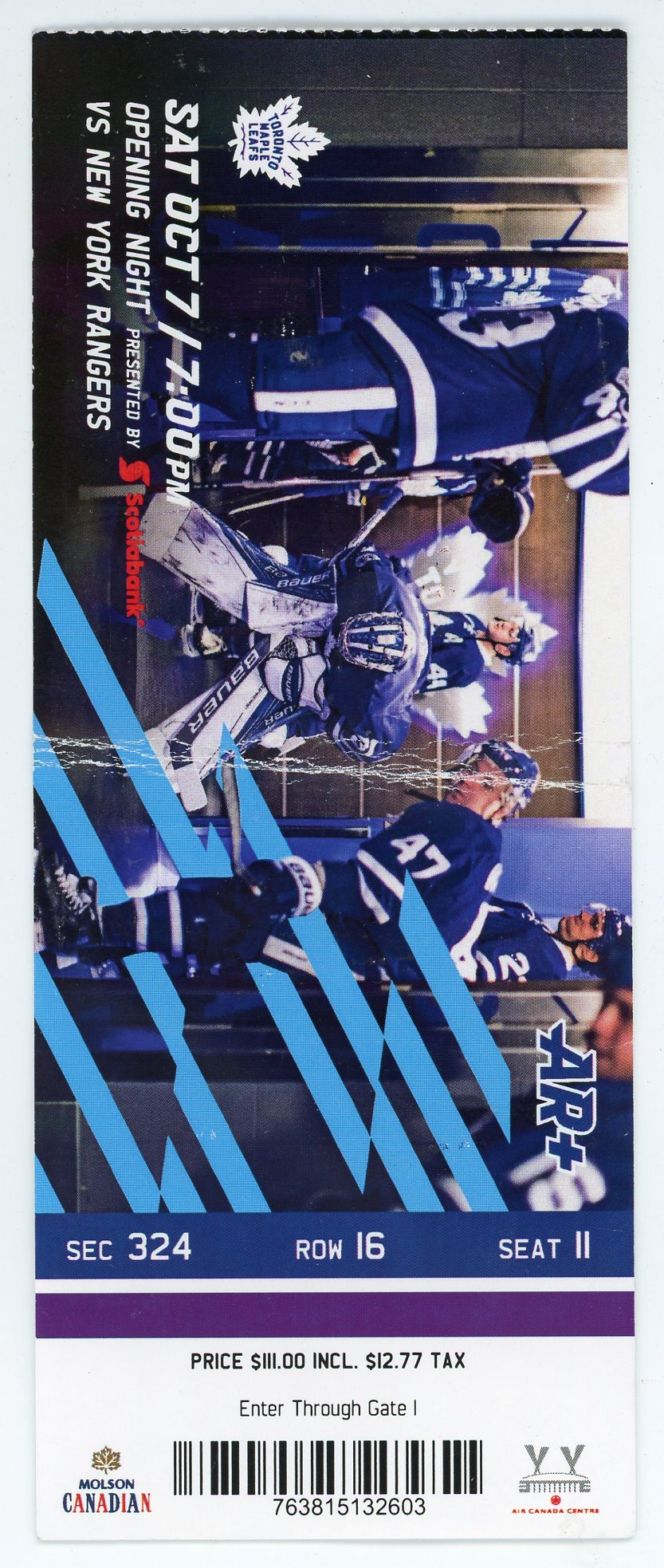 Maple Leafs vs. New York Rangers Ticket Air Canada Centre (Toronto, 2017) Opening Night