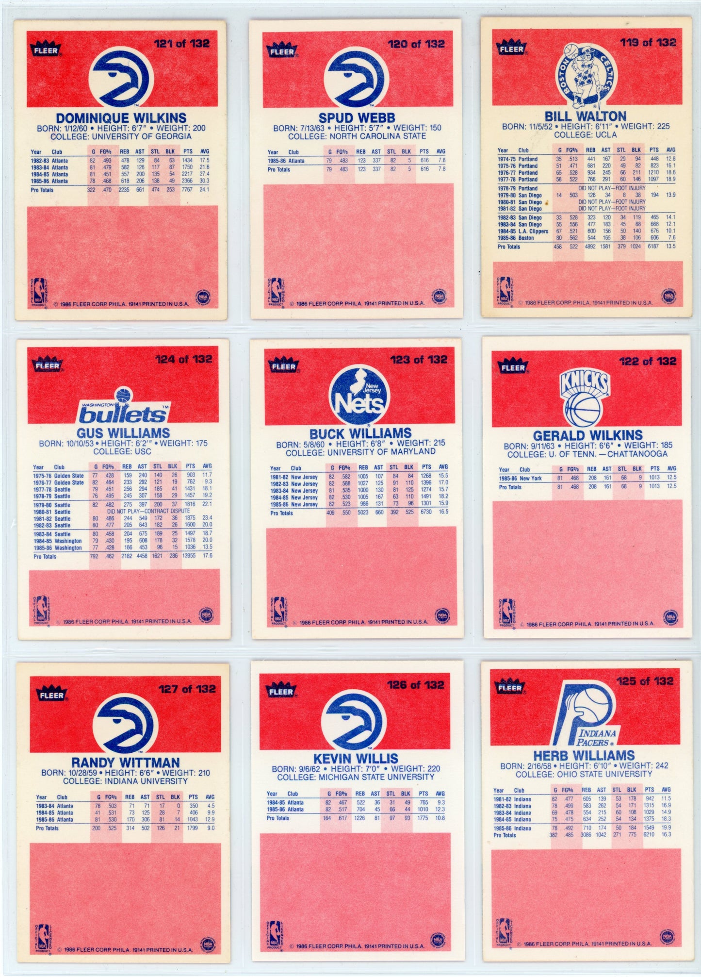 1986/97 Fleer NBA Basketball Complete Set (132 Cards) Michael Jordan Rookie BGS 7 + Stickers