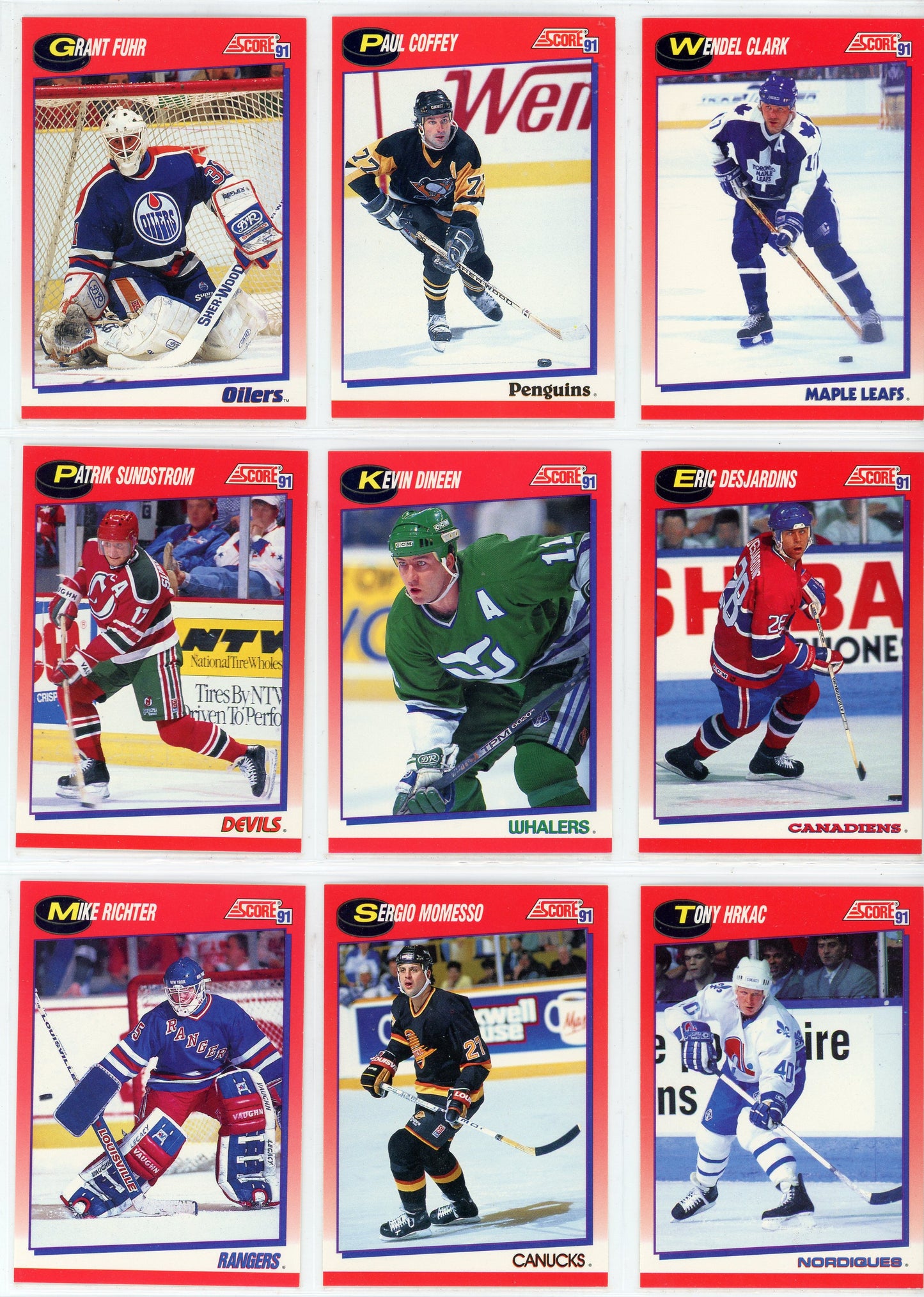 1991/92 Score Canadian Bilingual NHL Hockey Card Series 1 Set (330 Cards)