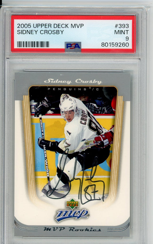 2005 Upper Deck MVP Sidney Crosby Graded Rookie Card PSA 9