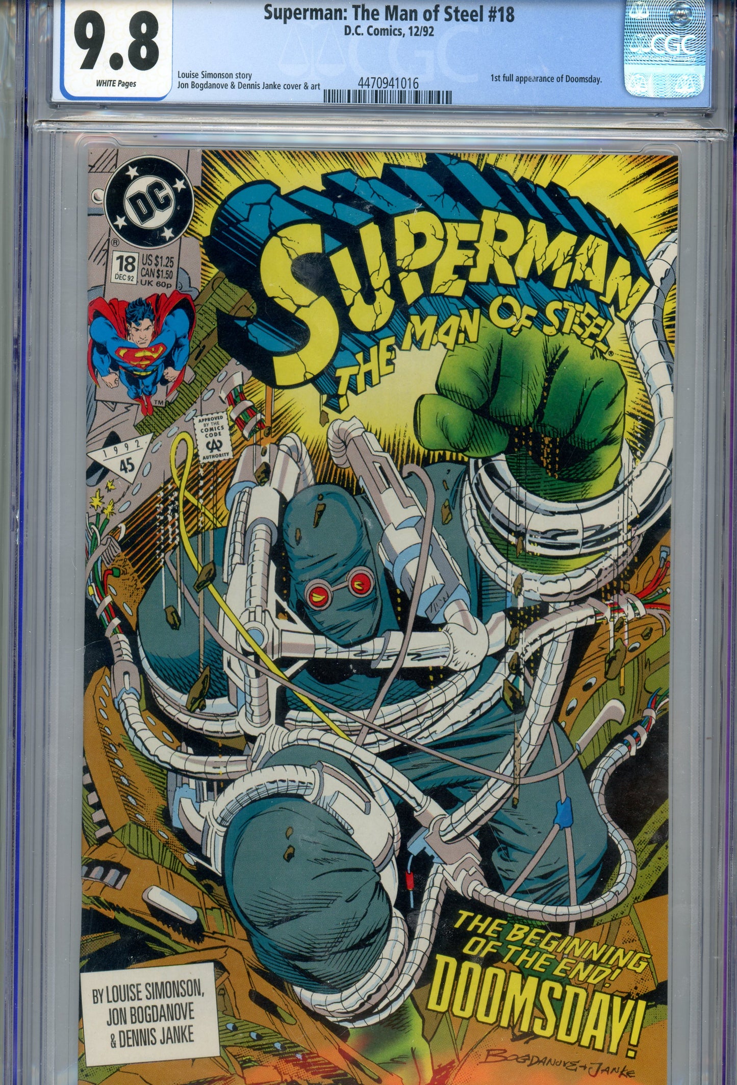 1992 Superman: The Man of Steel #18 Graded Comic Book 1st Doomsday Appearance CGC 9.8