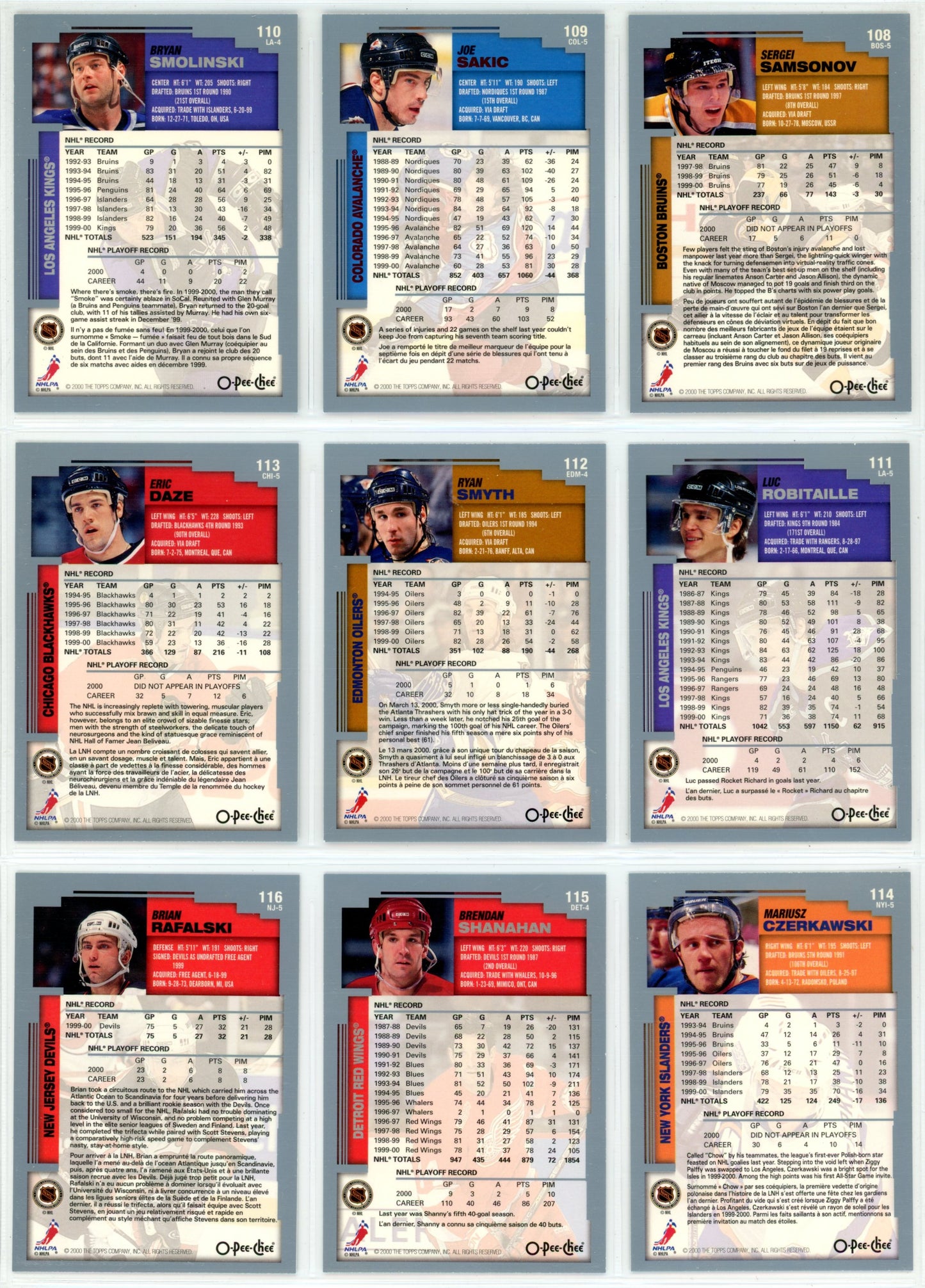 2000/01 OPC O-Pee-Chee NHL Hockey Complete Set (330 Cards) + Oversize Inserts (10 Cards)