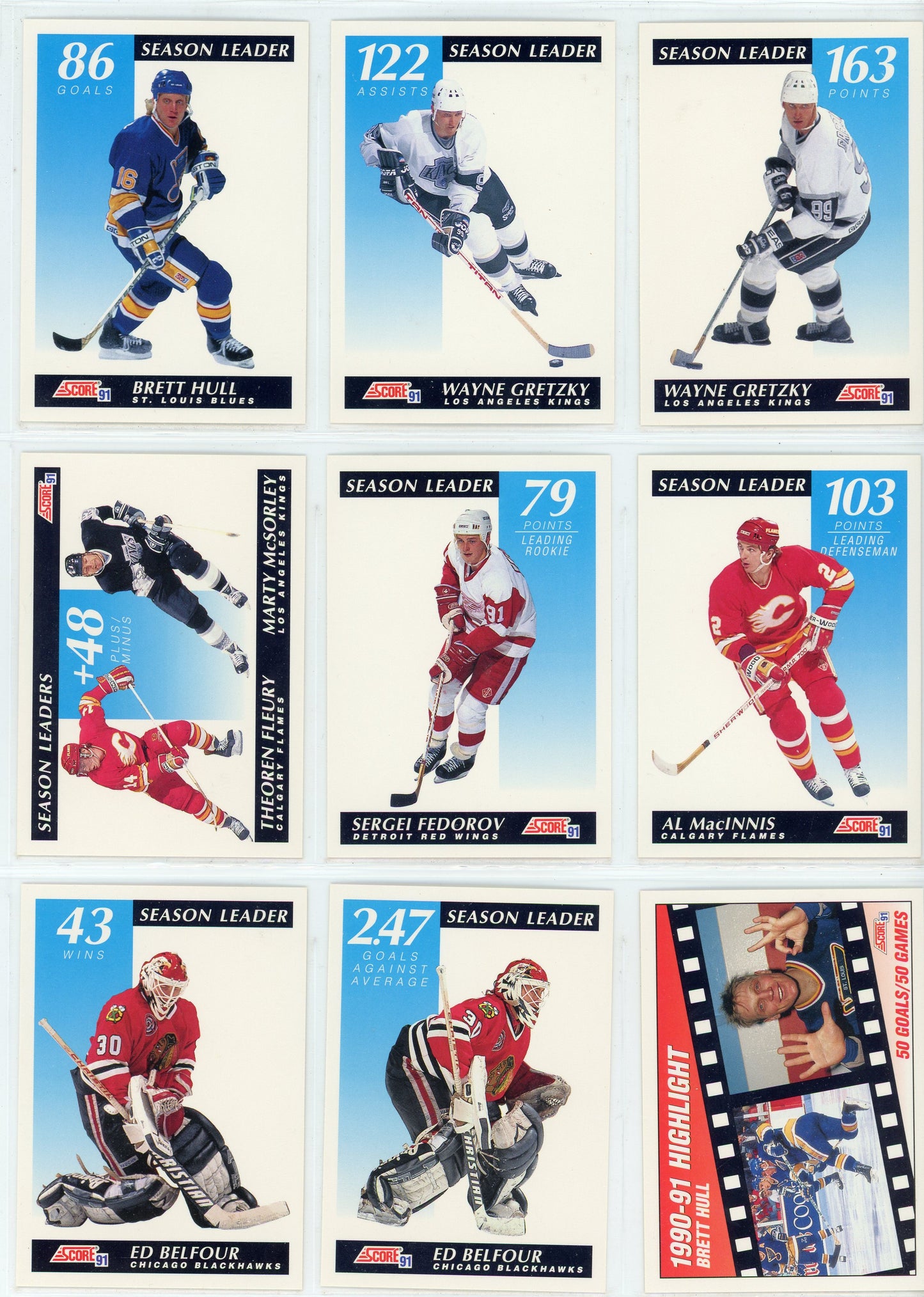 1991/92 Score Canadian Bilingual NHL Hockey Card Series 1 Set (330 Cards)