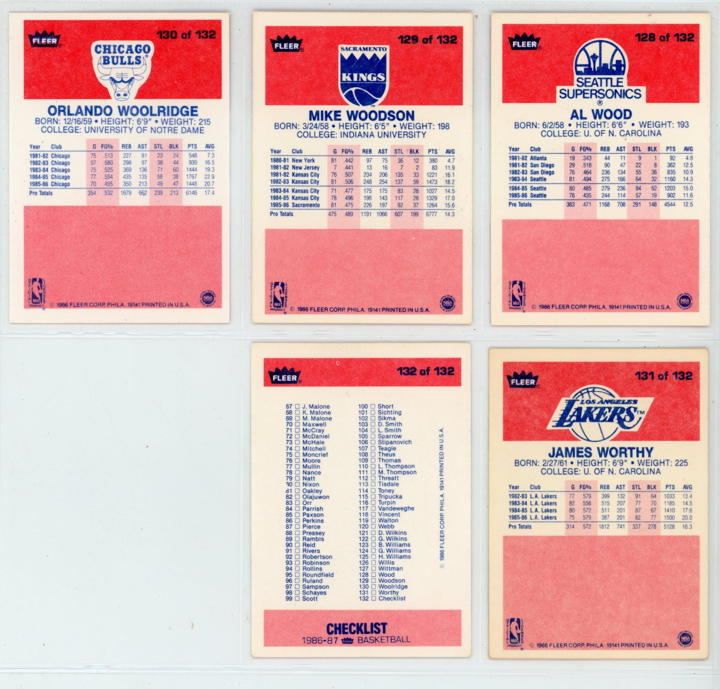 1986/97 Fleer NBA Basketball Complete Set (132 Cards) Michael Jordan Rookie BGS 7 + Stickers