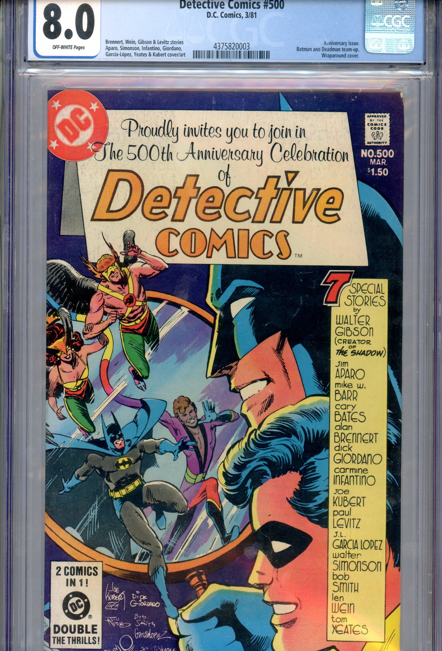 1981 Detective Comics #500 Graded Comic Book Anniversary Issue CGC 8