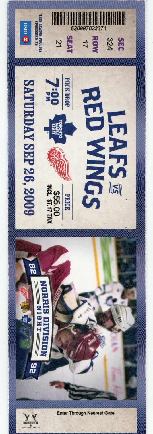 Toronto Maple Leafs vs. Detroit Red Wings Ticket Stub Air Canada Centre (Toronto, 2009)