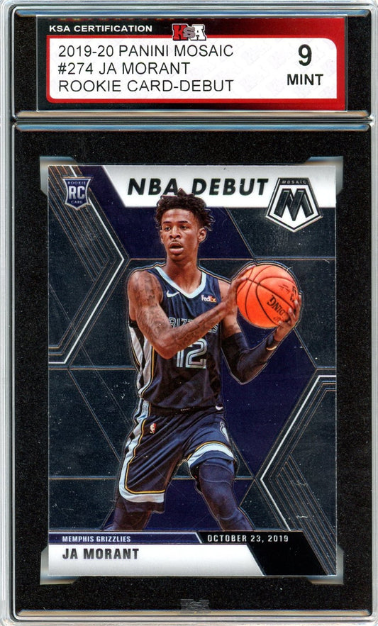 2019/20 Panini Mosaic Ja Morant Debut Graded Rookie Card #274 KSA 9