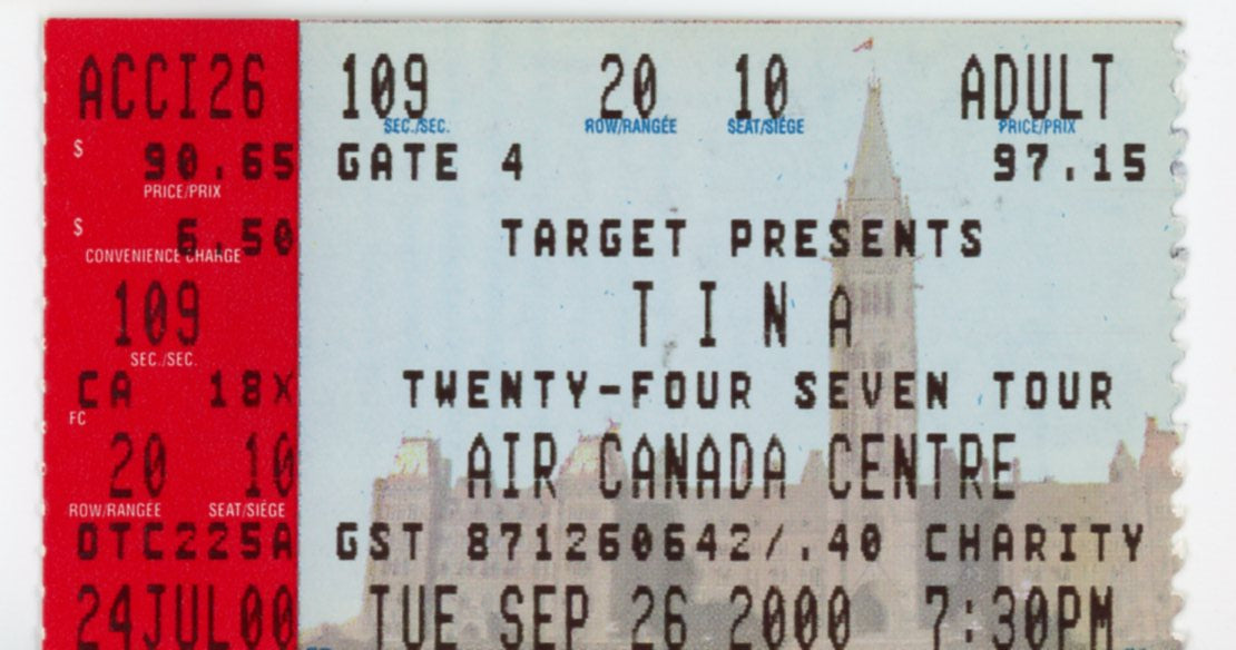 Tina Turner Twenty-Four Seven Tour Vintage Concert Ticket Air Canada Centre (Toronto, 2000)