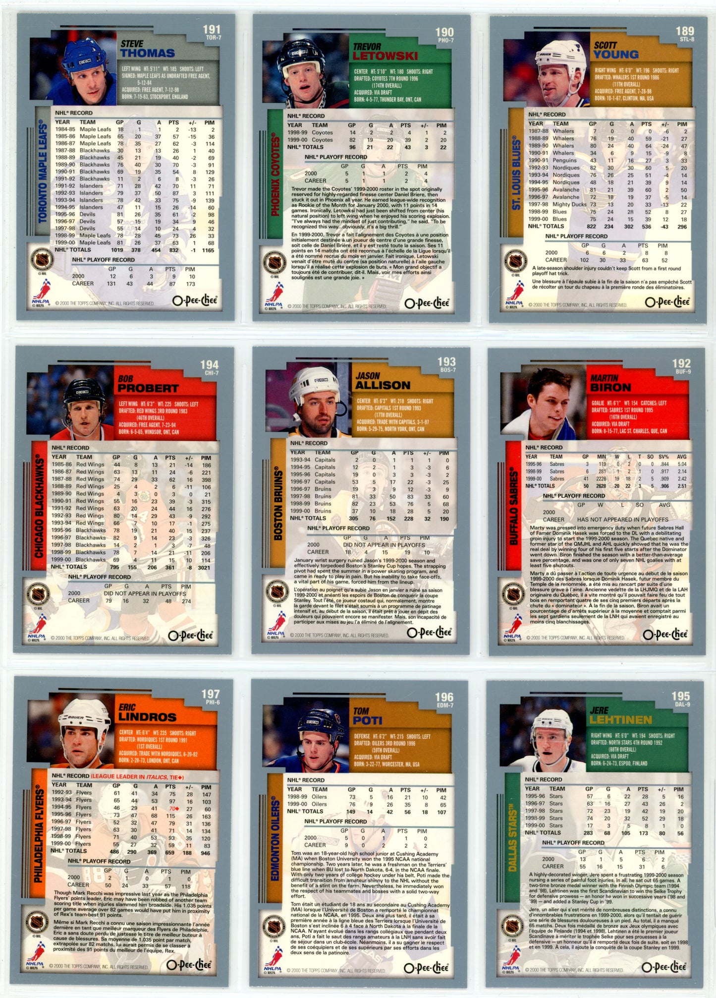2000/01 OPC O-Pee-Chee NHL Hockey Complete Set (330 Cards) + Oversize Inserts (10 Cards)