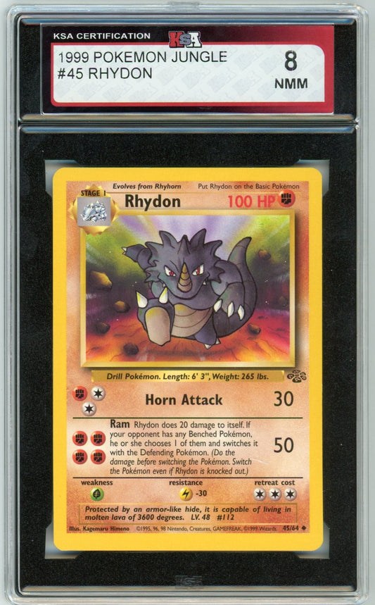 1999 Pokemon Jungle Rhydon Graded Card #45 KSA 8