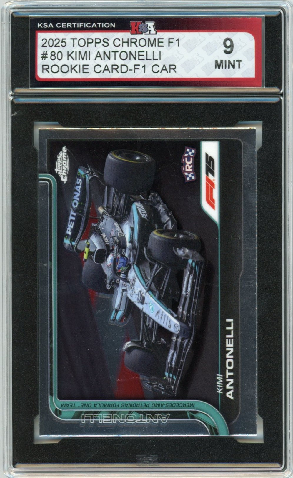 2025 Topps Chrome F1 Formula 1 Kimi Antonelli Car #80 Graded Rookie Card KSA 9