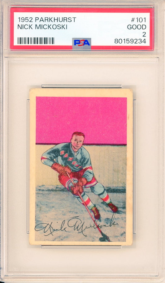 1952 Parkhurst Nick Mickroski #101 Graded Hockey Card PSA 2