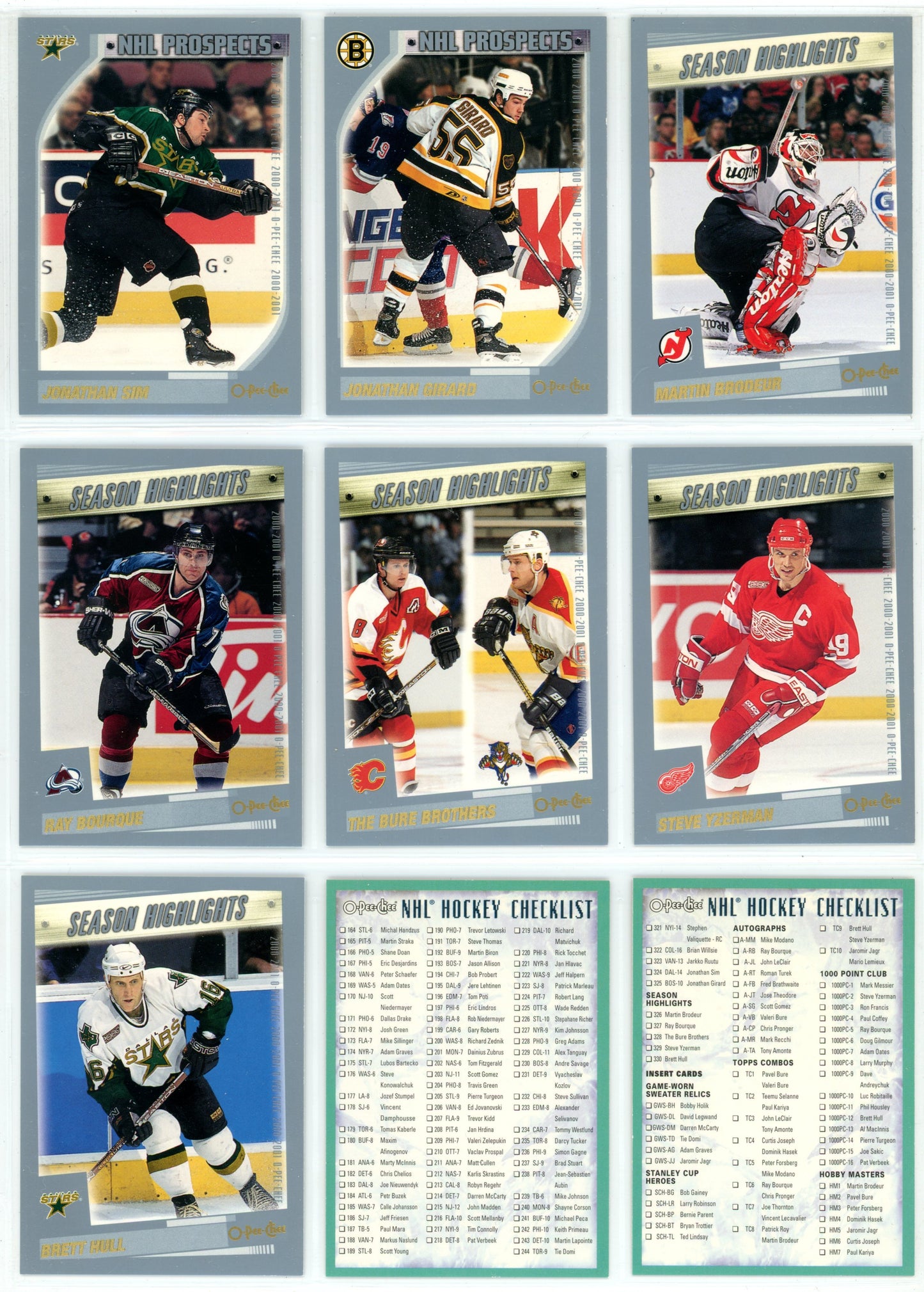 2000/01 OPC O-Pee-Chee NHL Hockey Complete Set (330 Cards) + Oversize Inserts (10 Cards)