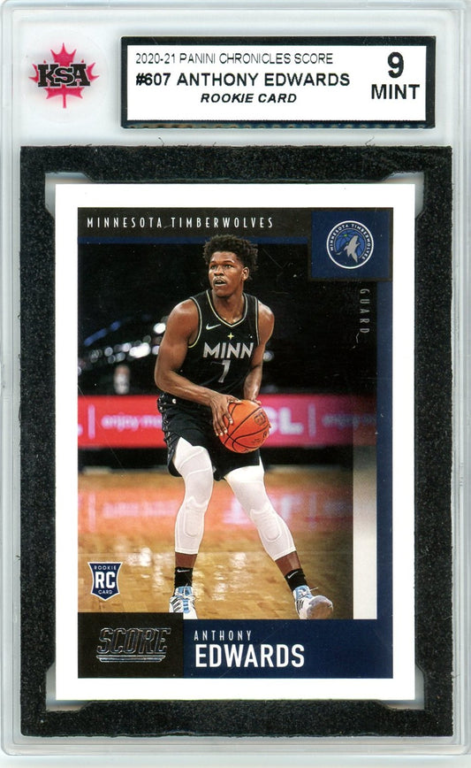 2020/21 Panini Chronicles Score Anthony Edwards Graded Rookie Card #607 KSA 9