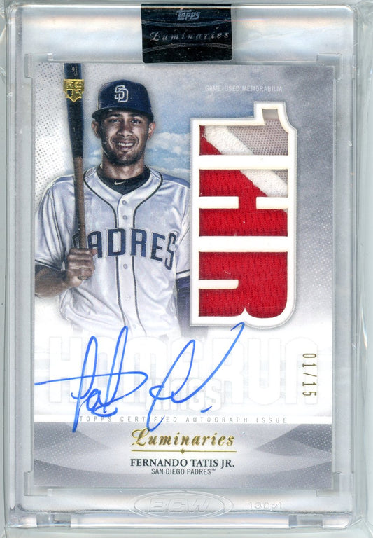 2019 Topps Luminaries Fernando Tatis Jr. Rookie Patch Auto Card in Cover 01/15