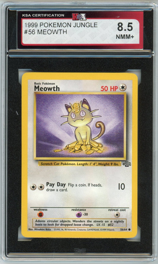 1999 Pokemon Jungle Meowth Graded Card #56 KSA 8.5