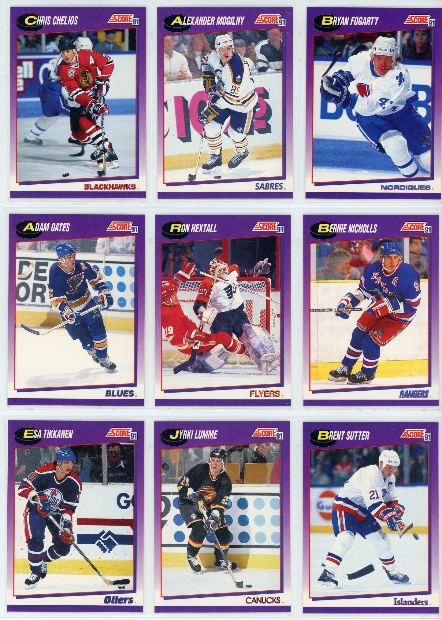 1991/92 Score American NHL Hockey Card Complete Set (440 Cards)