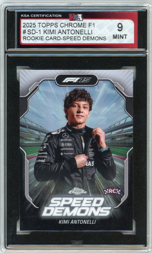 2025 Topps Chrome F1 Formula 1 Kimi Antonelli Speed Demons #SD-1 Graded Rookie Card KSA 9