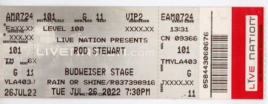 Rod Stewart Concert Ticket Stub Budweiser Stage (Toronto, 2022)