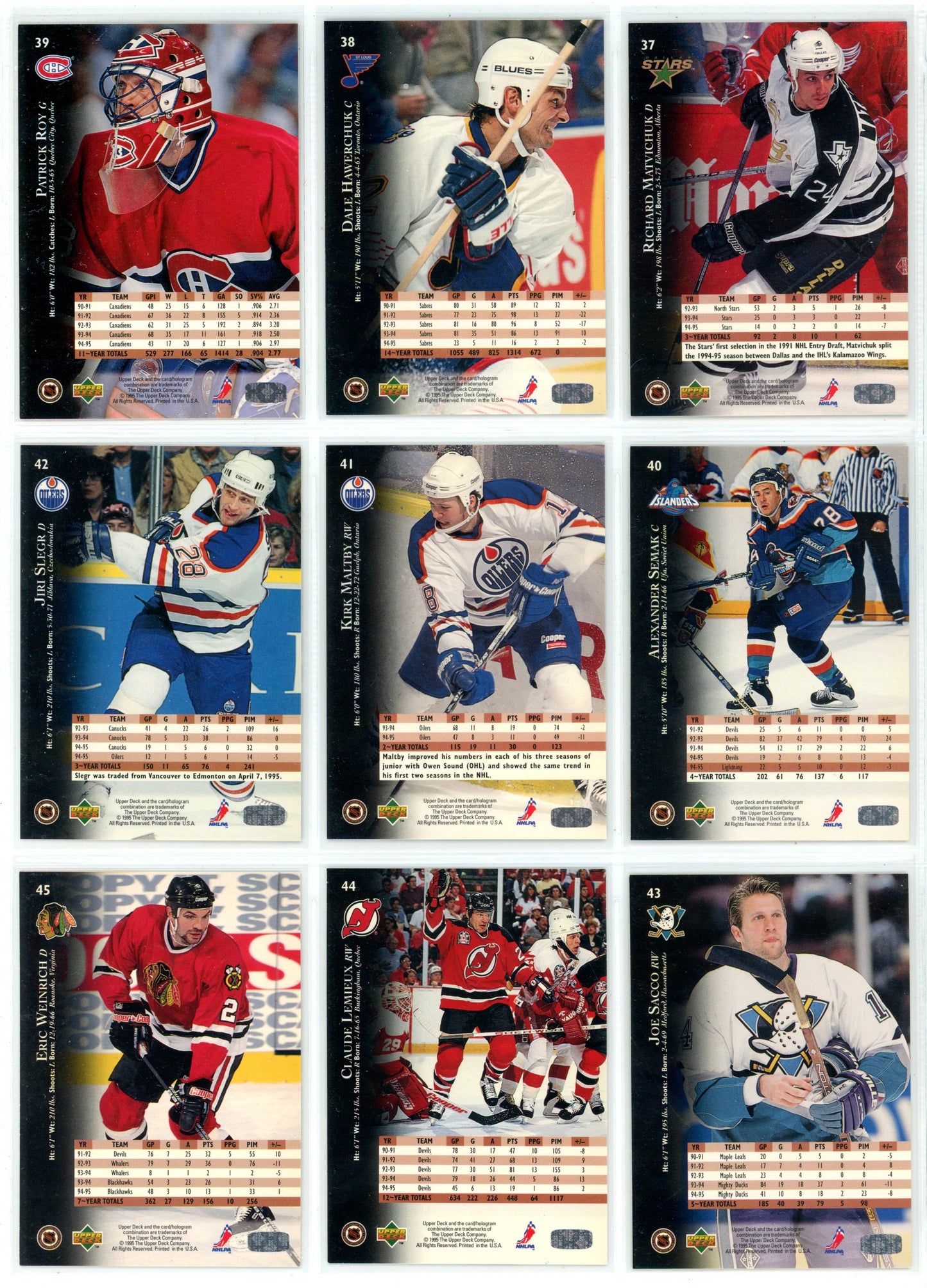 1995/96 Upper Deck Electric Ice Hockey Card Complete Set (570 Cards) Rare!