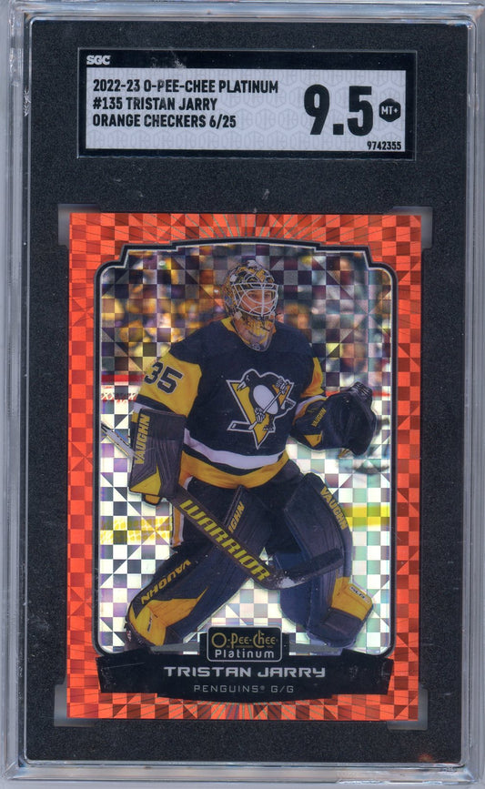 2022/23 O-Pee-Chee Platinum Tristan Jarry Graded Card #135 Orange Checkers SGC 9.5 Only 25 Made