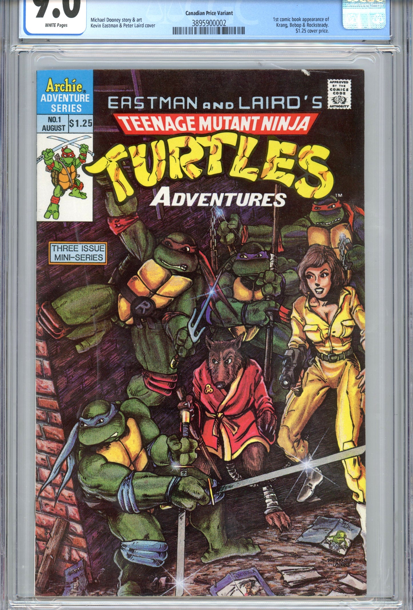 1988 Archie Adventure Series Teenage Mutant Ninja Turtles #1 Graded Comic Book CGC 9.0