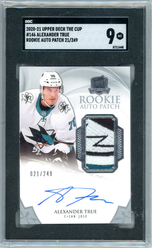 2020/21 Upper Deck The Cup Alexander True Graded Rookie #146 RPA Rookie Patch Autograph SGC 9