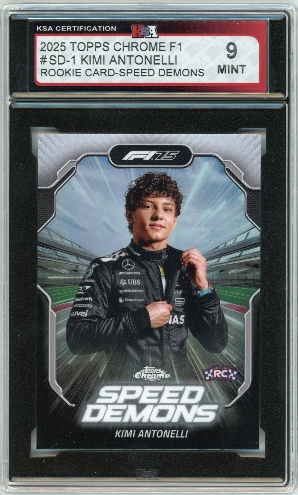 2025 Topps Chrome F1 Formula 1 Kimi Antonelli Speed Demons Graded Rookie Card KSA 9