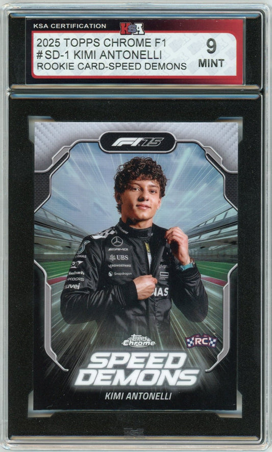 2025 Topps Chrome F1 Formula 1 Kimi Antonelli Speed Demons Graded Rookie Card KSA 9