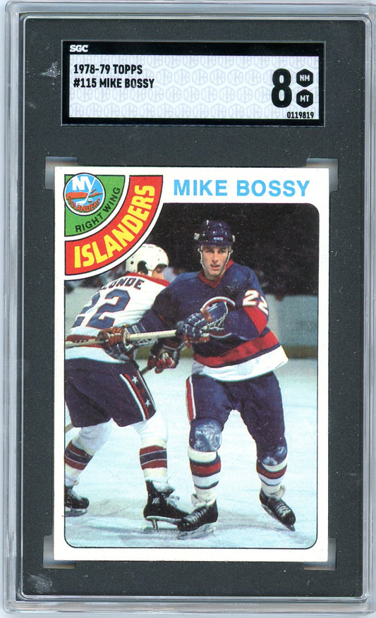 1978/79 Topps Mike Bossy Graded Hockey Rookie Card #115 SGC 8