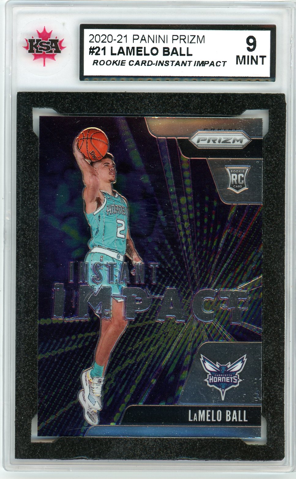 2020/21 Panini Prizm Lamelo Ball Instant Impact Graded Rookie Card #21 KSA 9