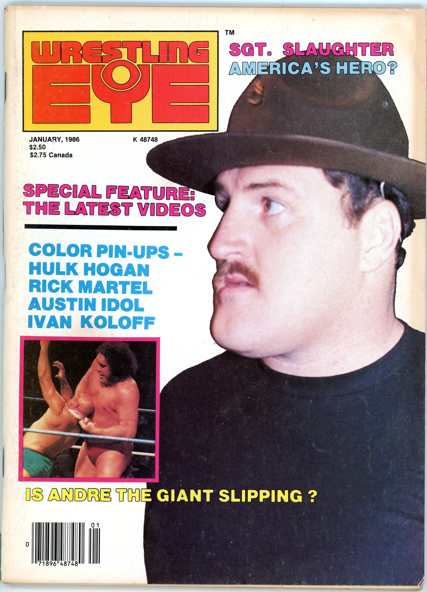 Wrestling Eye Vintage Magazine (January, 1986) Sgt. Slaughter