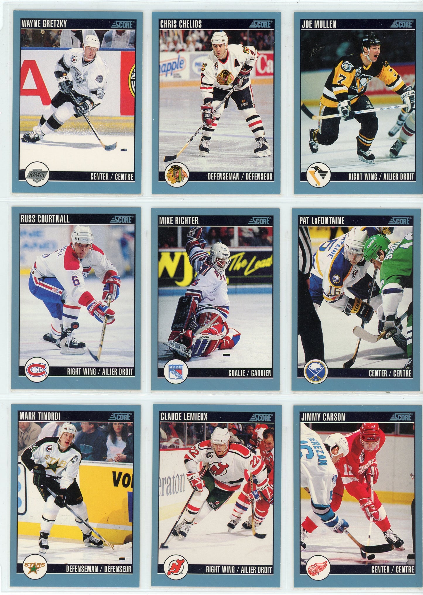 1992/93 Score American NHL Hockey Card Complete Set (550 Cards)