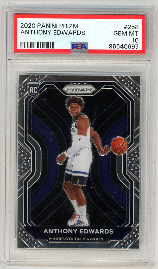 2020 Panini Prizm Anthony Edwards Graded Rookie Card #258 PSA 10