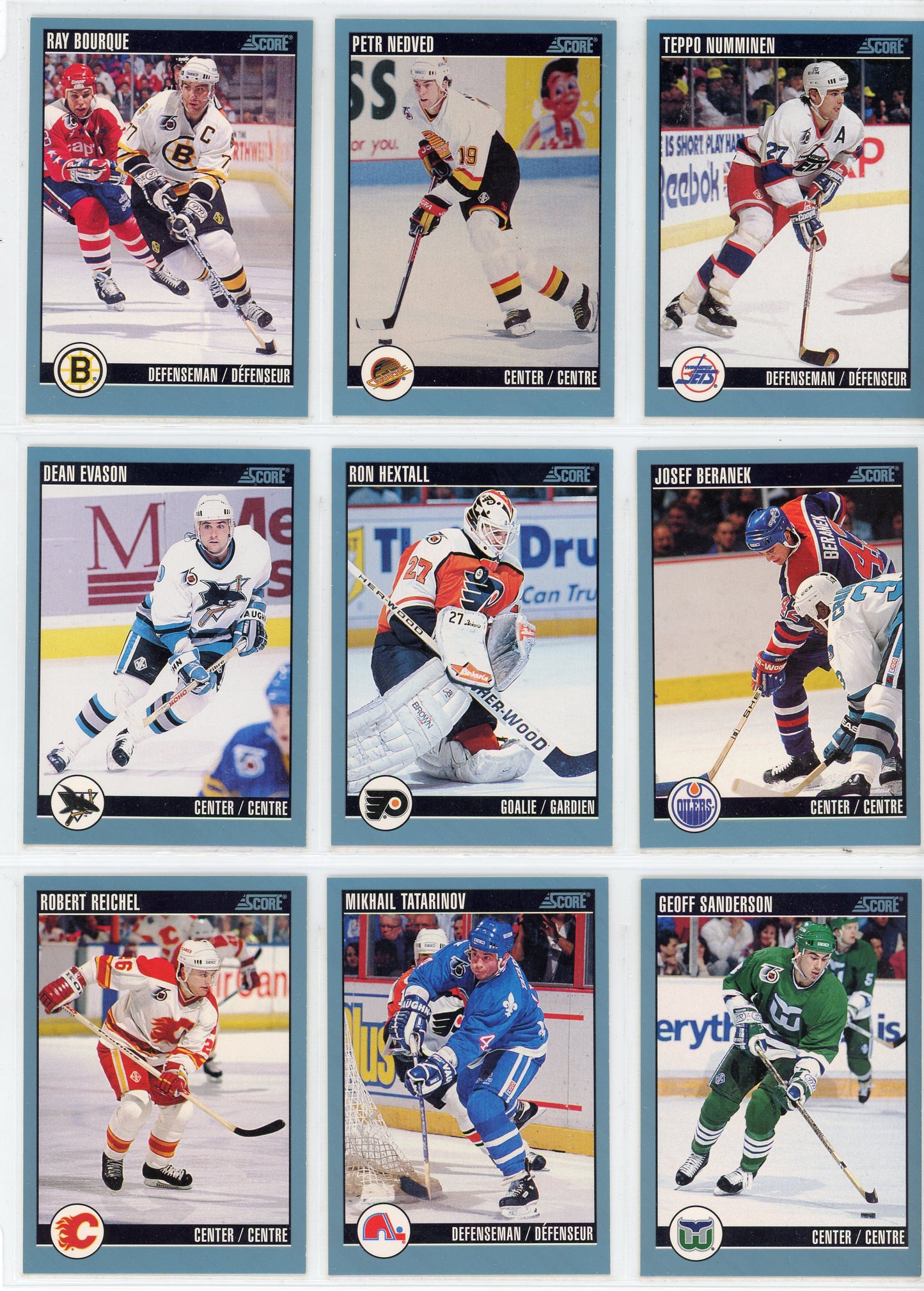 1992/93 Score American NHL Hockey Card Complete Set (550 Cards)