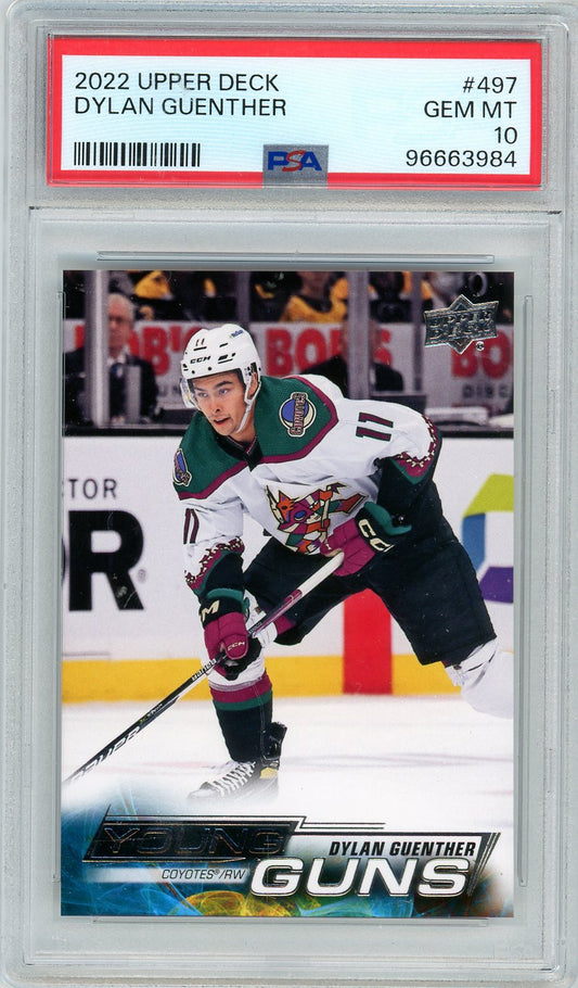 2022 Upper Deck Dylan Guenther Young Guns Graded Rookie Card #497 PSA 10