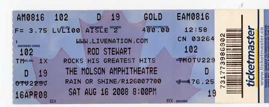 Rod Stewart Vintage Concert Ticket Stub Molson Amphitheatre (Toronto, 2008)