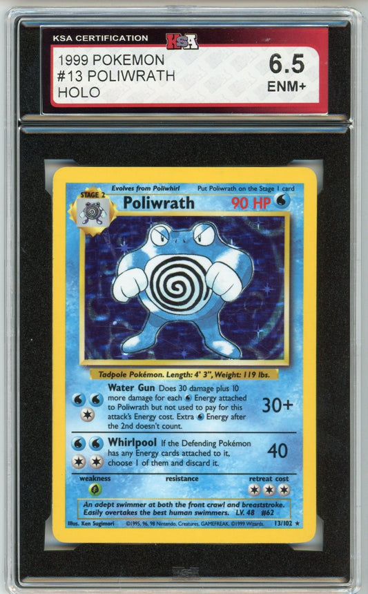 1999 Pokemon Poliwrath Holographic Graded Card #13 KSA 6.5