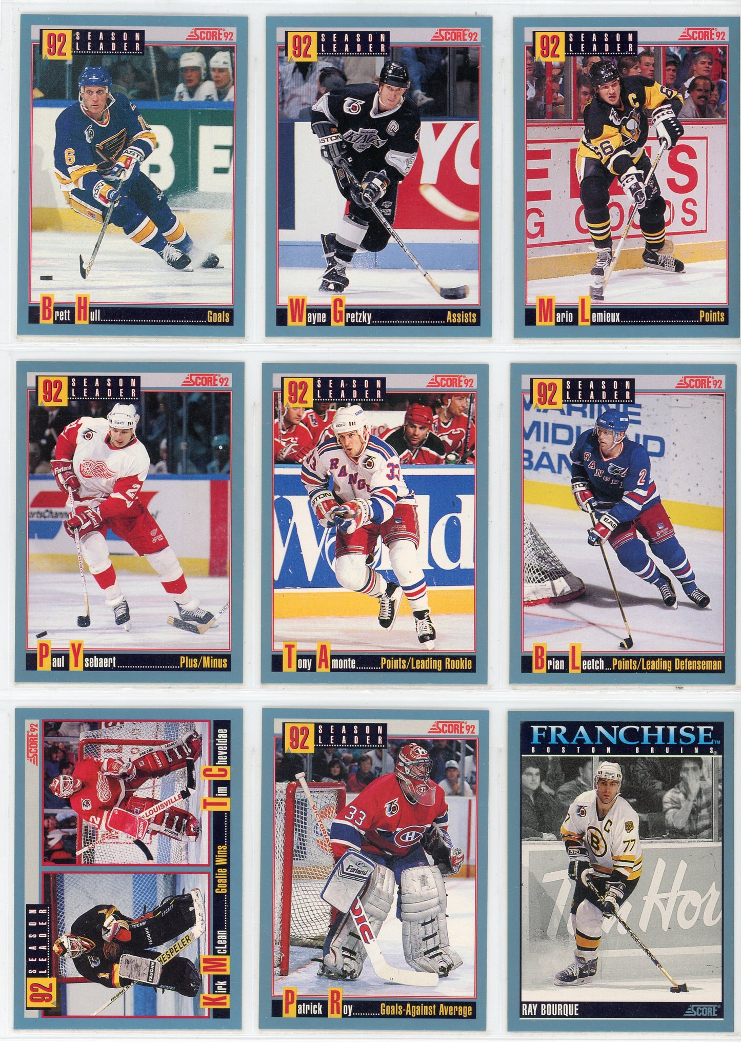 1992/93 Score American NHL Hockey Card Complete Set (550 Cards)