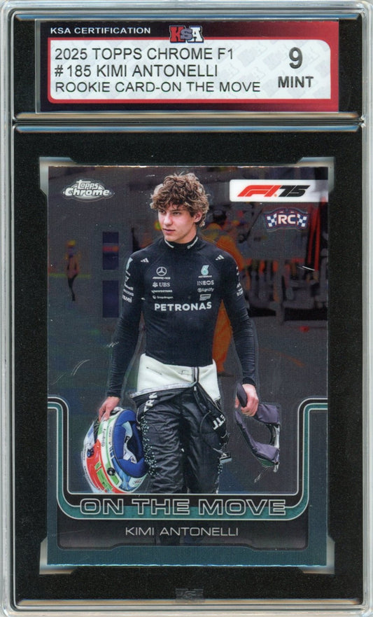 2025 Topps Chrome F1 Formula 1 Kimi Antonelli Graded Rookie Card #185 KSA 9